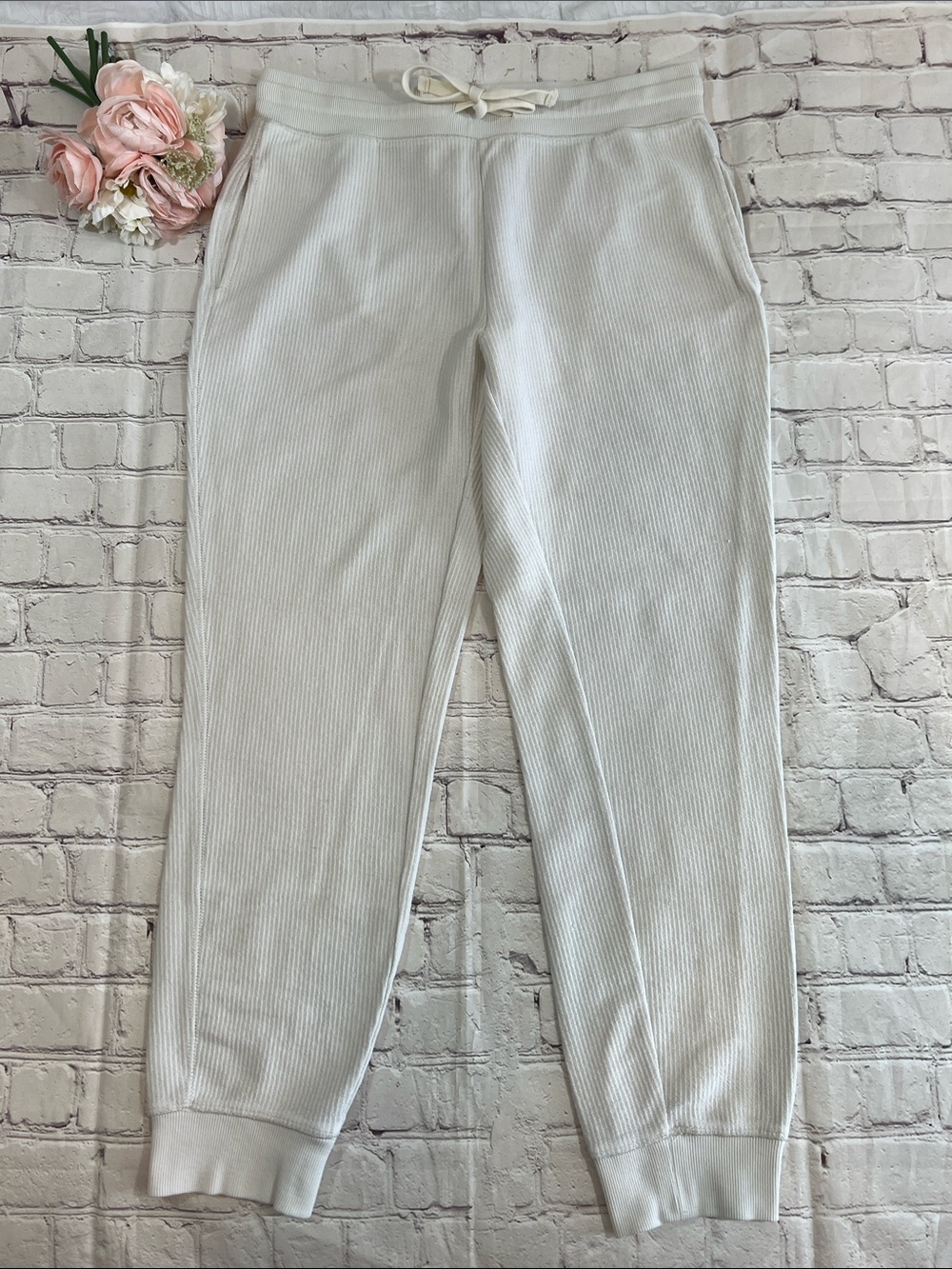 Altar’d State Cream Ribbed Sweatpants